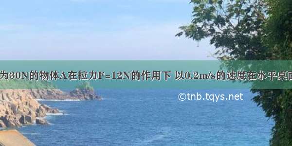 如图所示 重为30N的物体A在拉力F=12N的作用下 以0.2m/s的速度在水平桌面上做匀速直