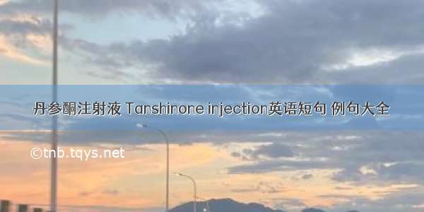 丹参酮注射液 Tanshinone injection英语短句 例句大全