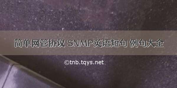 简单网管协议 SNMP英语短句 例句大全