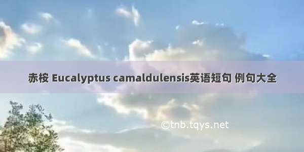 赤桉 Eucalyptus camaldulensis英语短句 例句大全