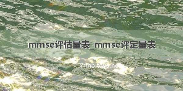 mmse评估量表_mmse评定量表