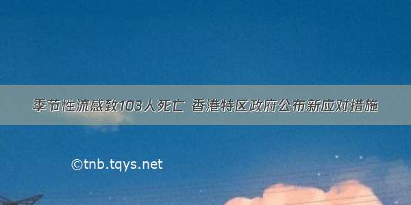 季节性流感致103人死亡 香港特区政府公布新应对措施