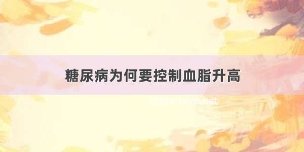 糖尿病为何要控制血脂升高