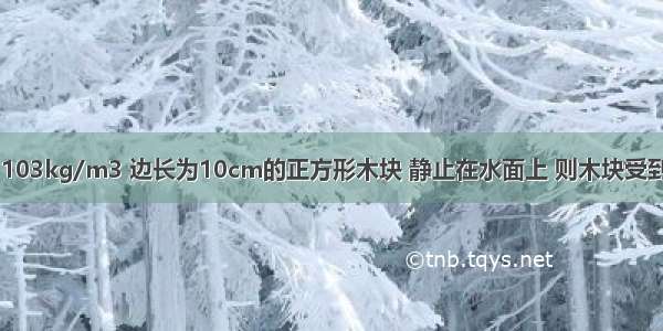 密度为0.6×103kg/m3 边长为10cm的正方形木块 静止在水面上 则木块受到的浮力大小