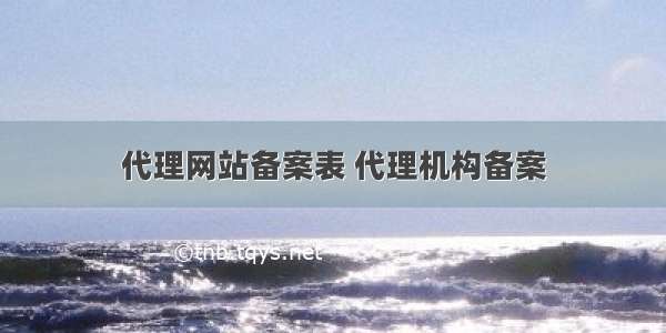 代理网站备案表 代理机构备案