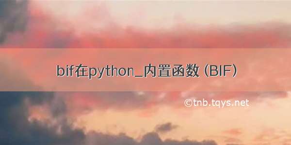 bif在python_内置函数 (BIF)