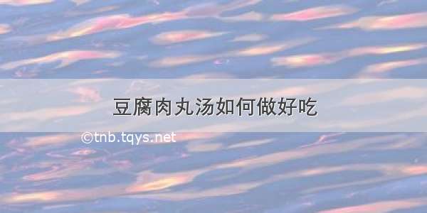 豆腐肉丸汤如何做好吃