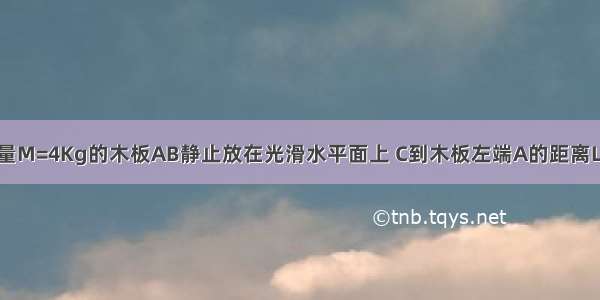 如图所示 质量M=4Kg的木板AB静止放在光滑水平面上 C到木板左端A的距离L=0.5m CB段