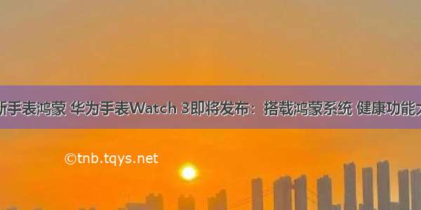 华为新手表鸿蒙 华为手表Watch 3即将发布：搭载鸿蒙系统 健康功能大升级