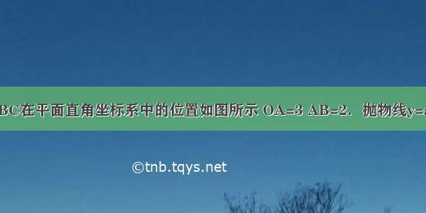 如图 矩形OABC在平面直角坐标系中的位置如图所示 OA=3 AB=2．抛物线y=ax2+bx+c（a