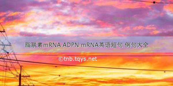 脂联素mRNA ADPN mRNA英语短句 例句大全