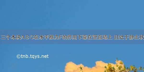 如图所示 三个木块A B C在水平推力F的作用下靠在竖直墙上 且处于静止状态 则下列