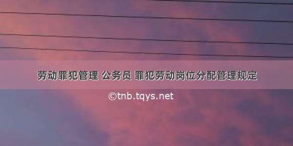 劳动罪犯管理 公务员 罪犯劳动岗位分配管理规定