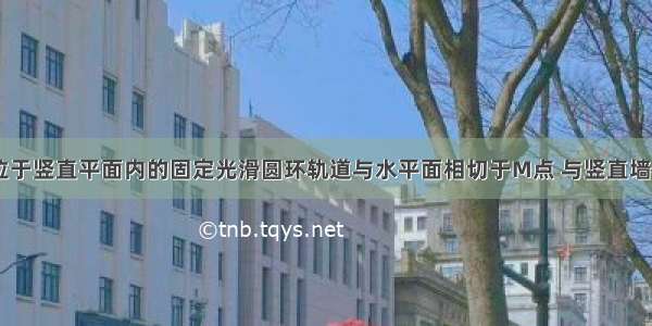 如图所示 位于竖直平面内的固定光滑圆环轨道与水平面相切于M点 与竖直墙相切于A点 