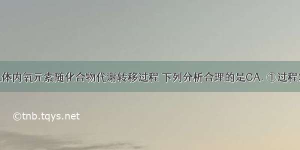 右图表示人体内氧元素随化合物代谢转移过程 下列分析合理的是CA. ①过程发生在核糖