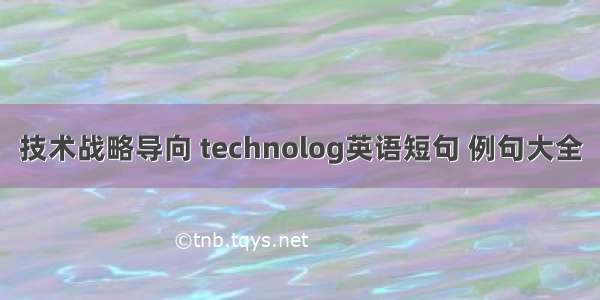 技术战略导向 technolog英语短句 例句大全