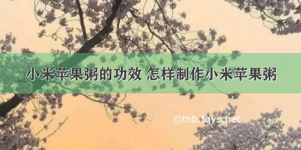 小米苹果粥的功效 怎样制作小米苹果粥