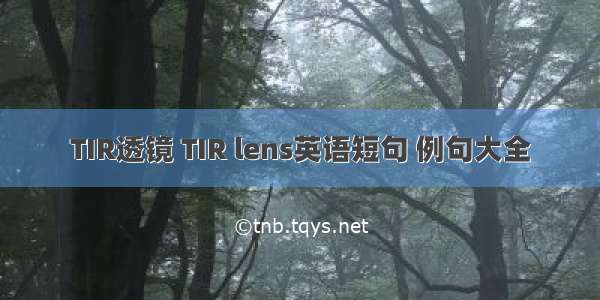 TIR透镜 TIR lens英语短句 例句大全