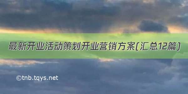 最新开业活动策划开业营销方案(汇总12篇)