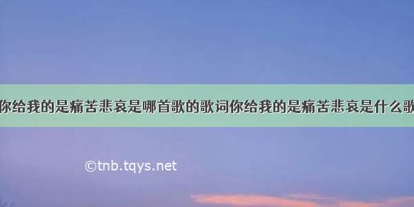 你给我的是痛苦悲哀是哪首歌的歌词你给我的是痛苦悲哀是什么歌