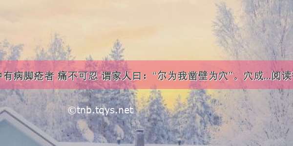 里中有病脚疮者 痛不可忍 谓家人曰：“尔为我凿壁为穴”。穴成...阅读答案