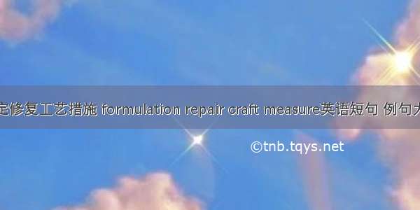 制定修复工艺措施 formulation repair craft measure英语短句 例句大全