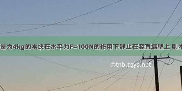 如图所示 质量为4kg的木块在水平力F=100N的作用下静止在竖直墙壁上 则木块受到的静