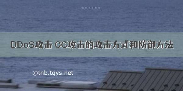 DDoS攻击 CC攻击的攻击方式和防御方法