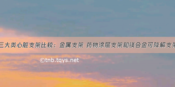 三大类心脏支架比较：金属支架 药物涂层支架和镁合金可降解支架