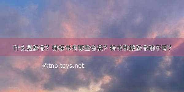 什么是标书？投标书有哪些分类？标书和投标书的不同？