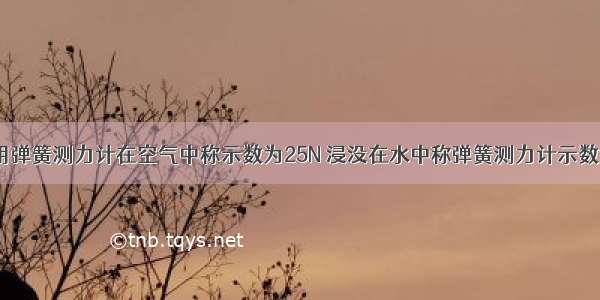 有一石块 用弹簧测力计在空气中称示数为25N 浸没在水中称弹簧测力计示数为10N．求：