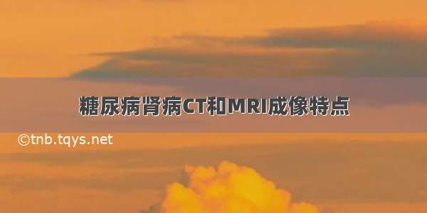 糖尿病肾病CT和MRI成像特点