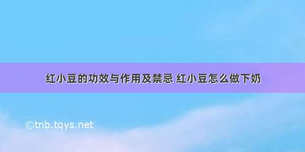 红小豆的功效与作用及禁忌 红小豆怎么做下奶