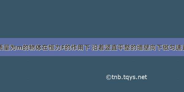 如图所示 质量为m的物体在恒力F的作用下 沿着竖直平整的墙壁向下做匀速直线运动 已