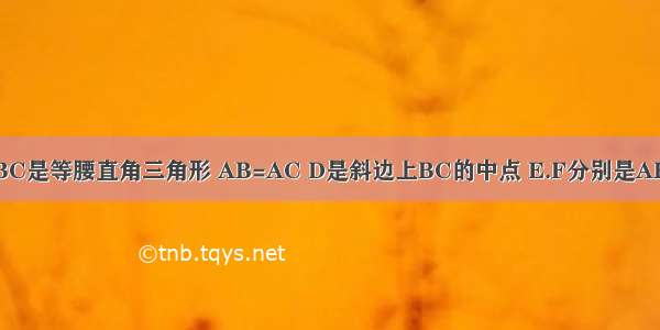 如图三角形ABC是等腰直角三角形 AB=AC D是斜边上BC的中点 E.F分别是AB.AC边上的点