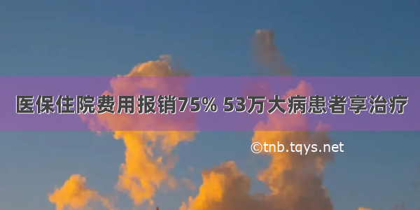 医保住院费用报销75% 53万大病患者享治疗