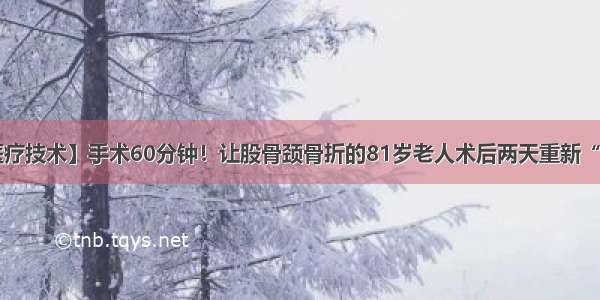 【医疗技术】手术60分钟！让股骨颈骨折的81岁老人术后两天重新“落地”