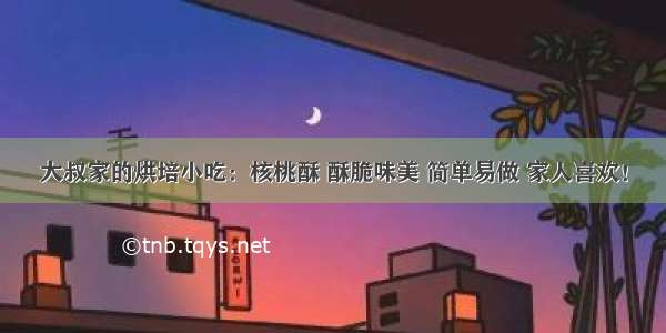 大叔家的烘培小吃：核桃酥 酥脆味美 简单易做 家人喜欢！