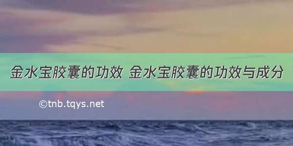 金水宝胶囊的功效 金水宝胶囊的功效与成分