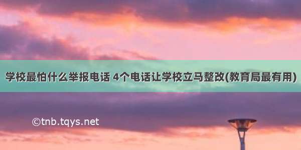 学校最怕什么举报电话 4个电话让学校立马整改(教育局最有用)