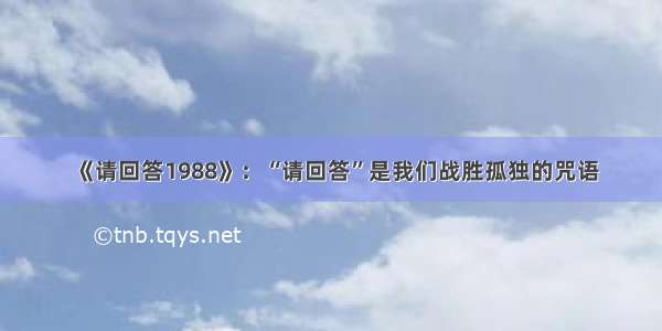 《请回答1988》：“请回答”是我们战胜孤独的咒语