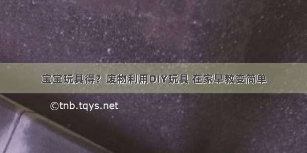 宝宝玩具得？废物利用DIY玩具 在家早教变简单