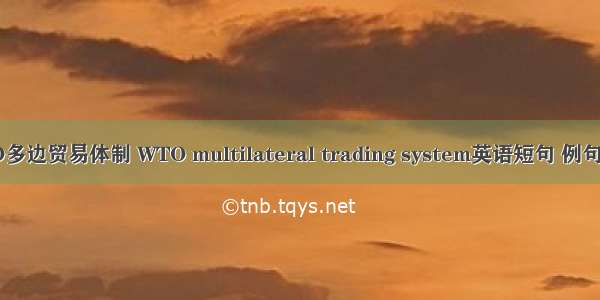 WTO多边贸易体制 WTO multilateral trading system英语短句 例句大全