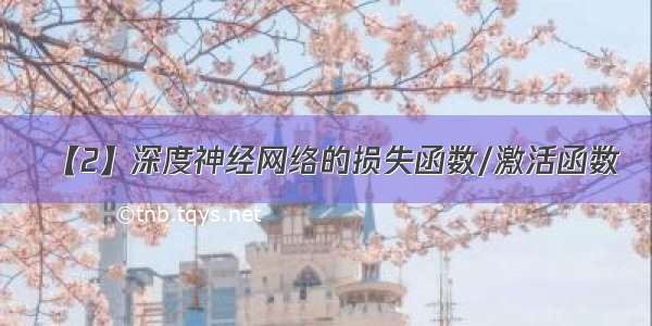 【2】深度神经网络的损失函数/激活函数