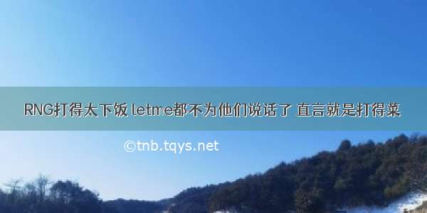 RNG打得太下饭 letme都不为他们说话了 直言就是打得菜