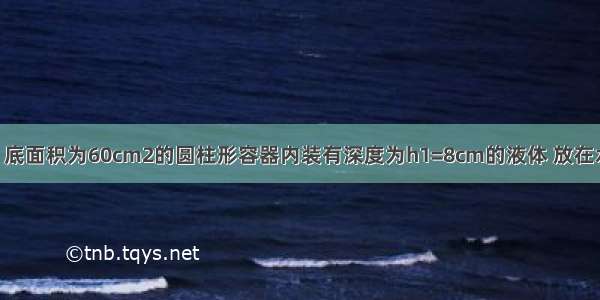 如图甲所示 底面积为60cm2的圆柱形容器内装有深度为h1=8cm的液体 放在水平桌面上．