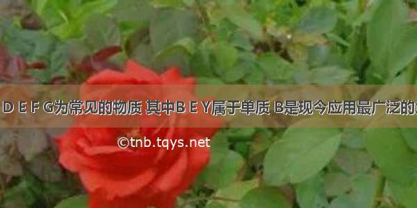 A B C D E F G为常见的物质 其中B E Y属于单质 B是现今应用最广泛的金属 D