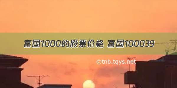 富国1000的股票价格 富国100039