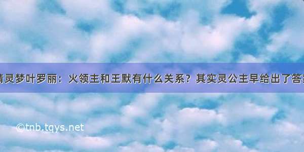 精灵梦叶罗丽：火领主和王默有什么关系？其实灵公主早给出了答案