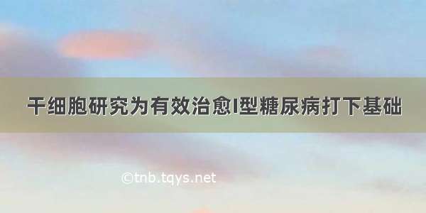 干细胞研究为有效治愈I型糖尿病打下基础